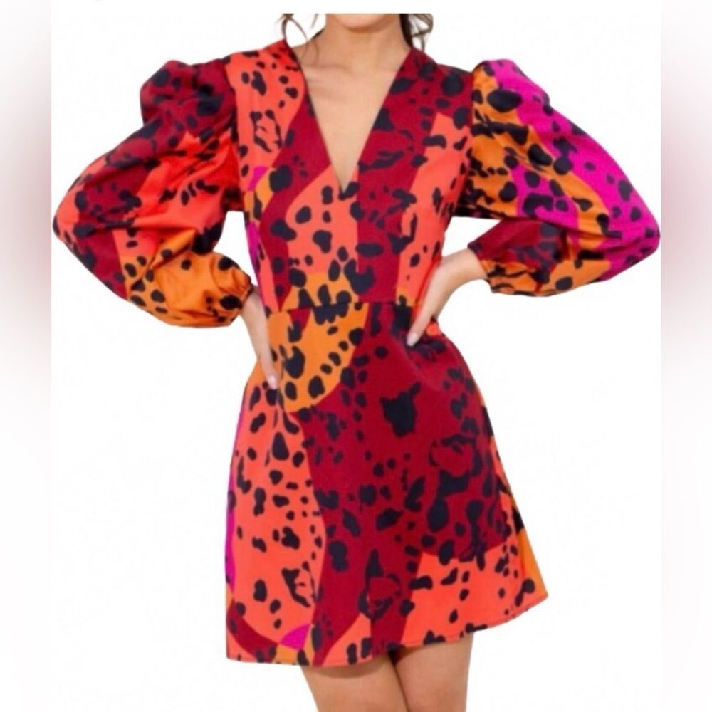 Alden Adair Bridgette dress in Panthers Red and Orange Long Sleeve Dress